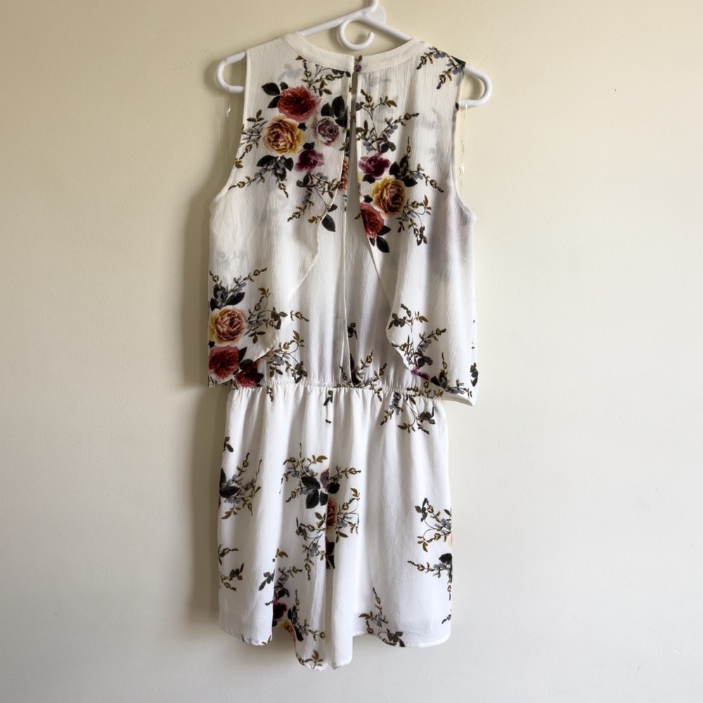 Umgee Womens Floral Print Overlay Pocket Romper Sz M